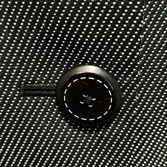 Dana Buchman Navy with White Tiny Polka Dots Wool Belted Blazer Jacket Size 12 - Picture 5 of 15